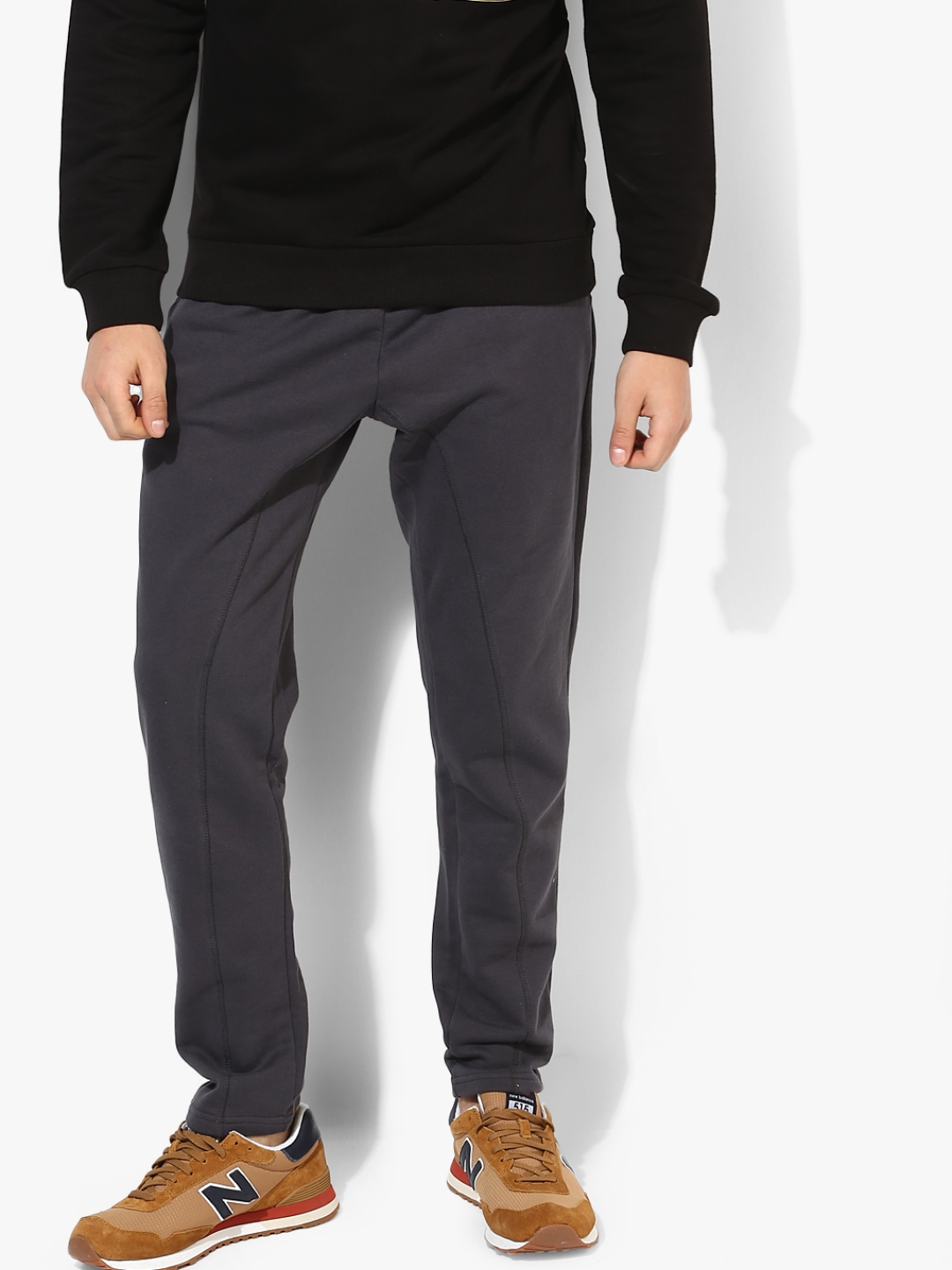 black and grey track pants
