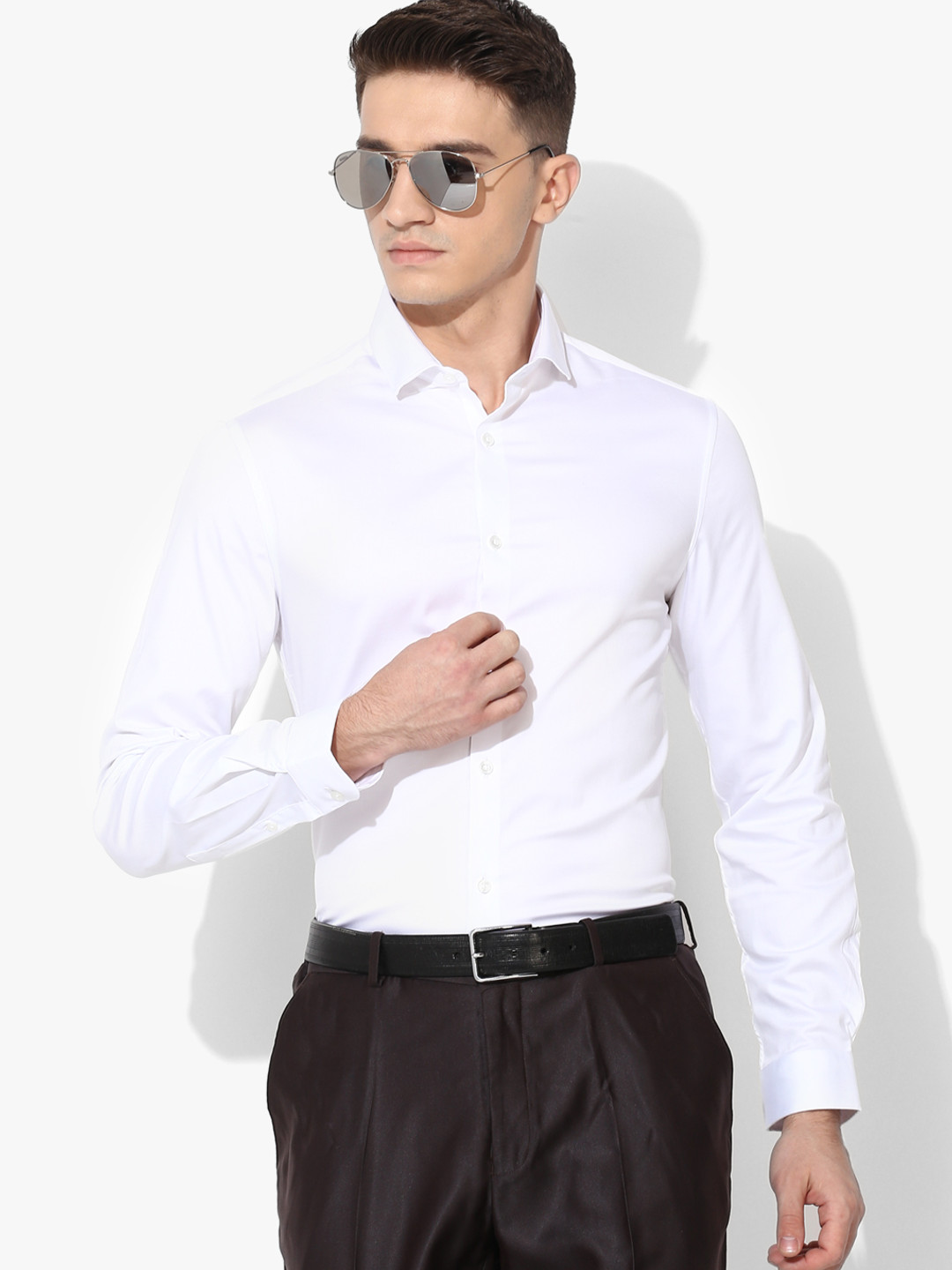 Buy White Solid Regular Fit Formal Shirt Shirts for Men 7923611 Myntra