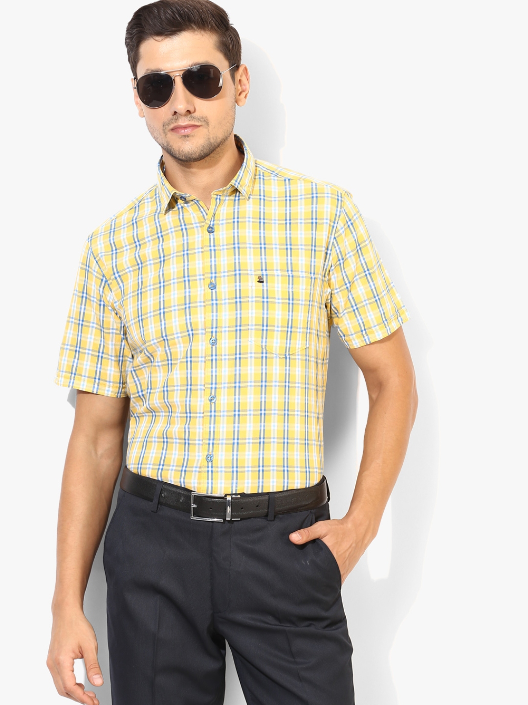 yellow check shirt matching pant