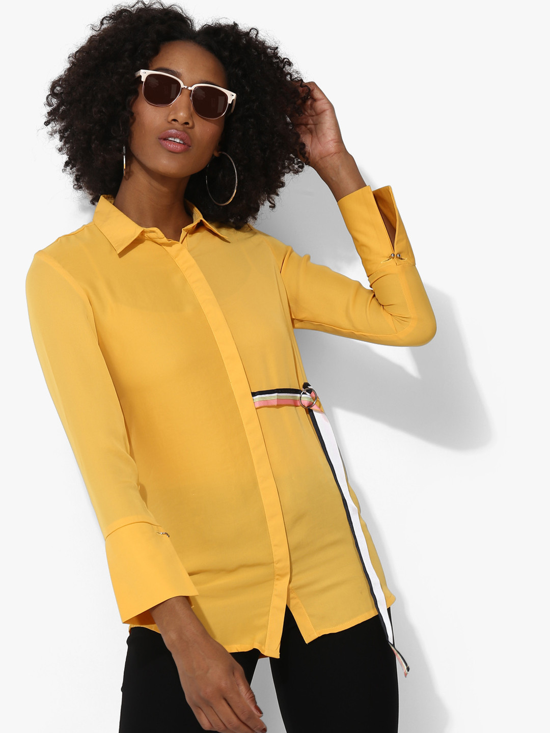 Buy Mustard Solid Shirt Shirts for Women 7934457 Myntra