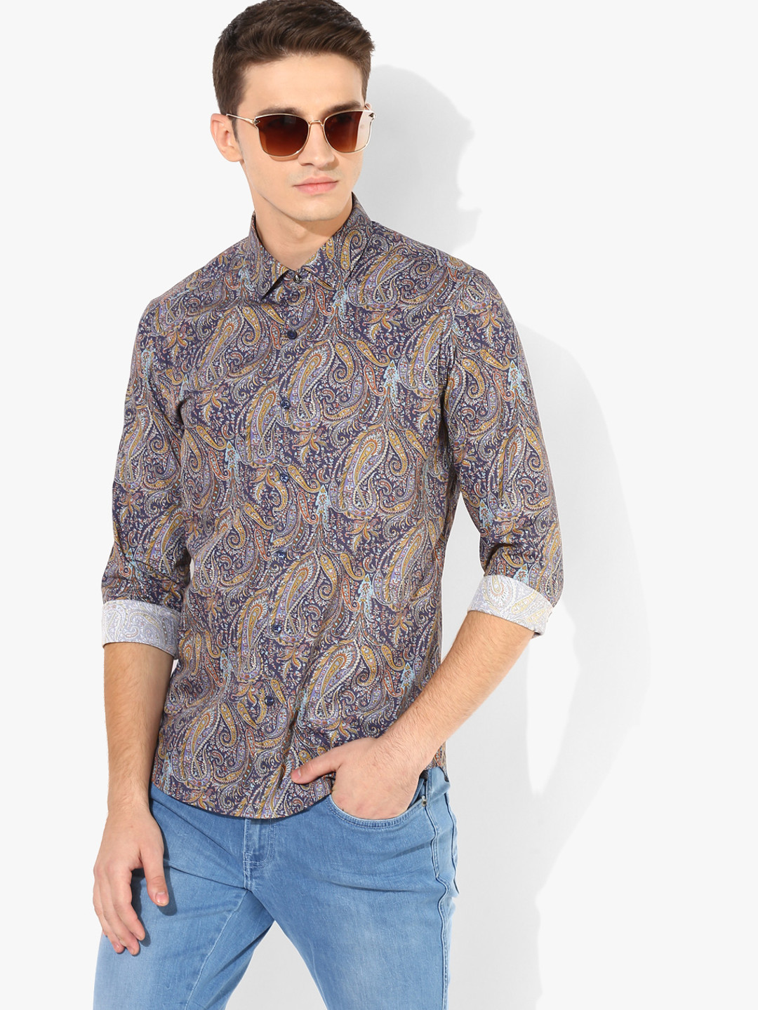 Buy Multicoloured Printed Slim Fit Casual Shirt Shirts for Men