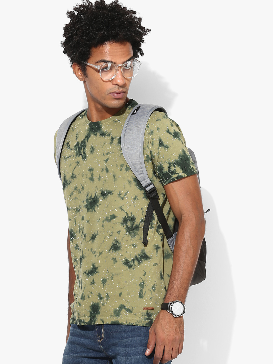 Men's Typography Olive Graphic Printed  Round Neck T-Shirt