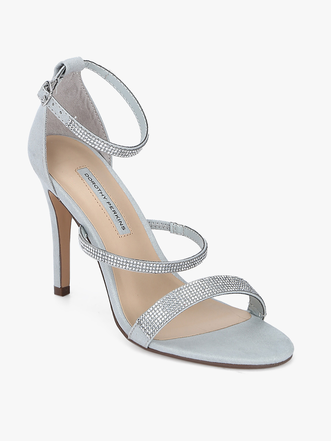 Buy Becky Silver Embellished Ankle Strap Sandals Heels for Women 7940417 Myntra