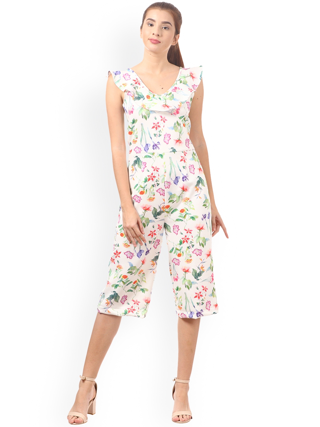 Buy Saadgi White Printed Capri Jumpsuit - Jumpsuit for Women 7862665 ...
