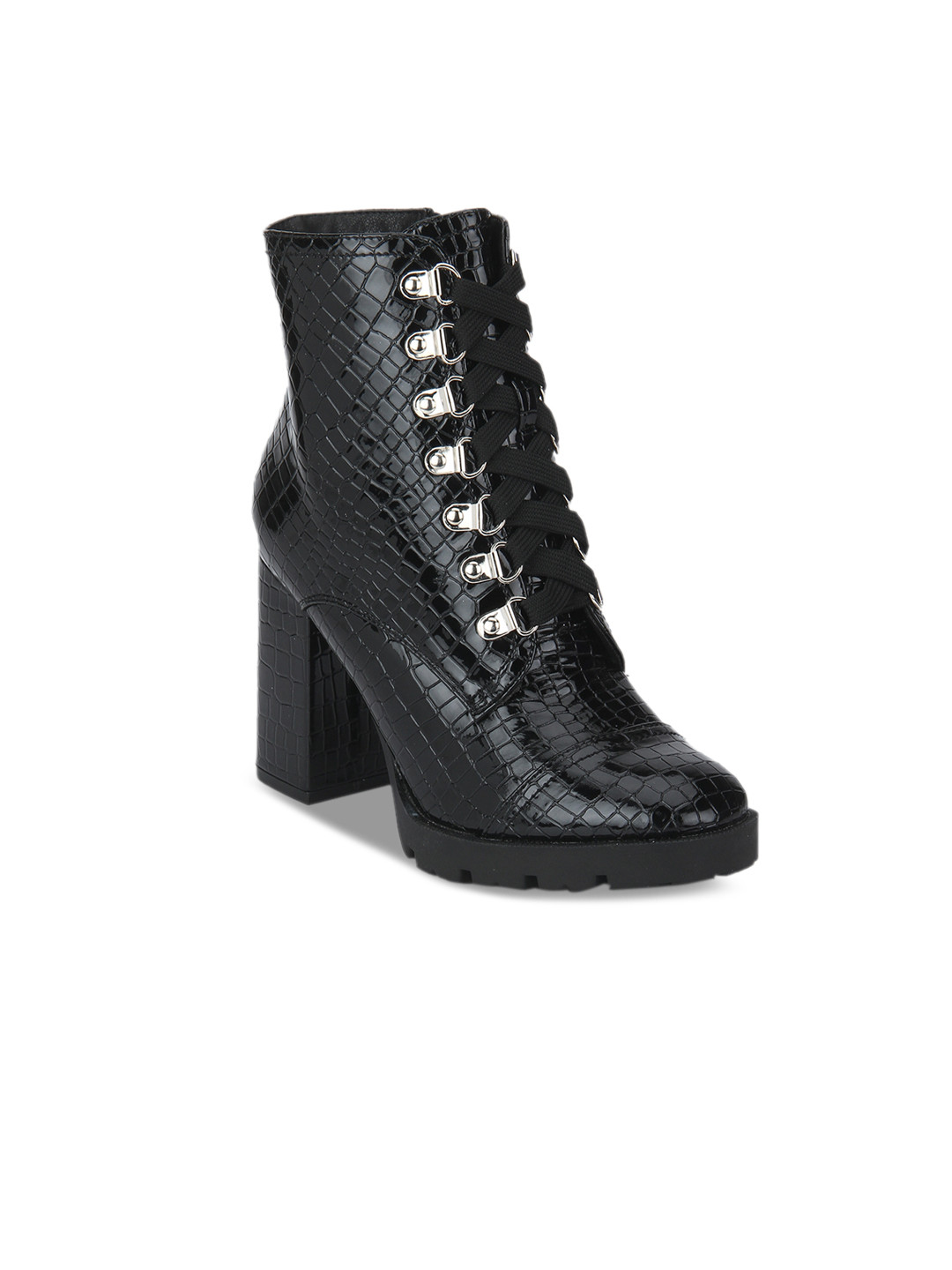 truffle collection heeled knee high boots in black