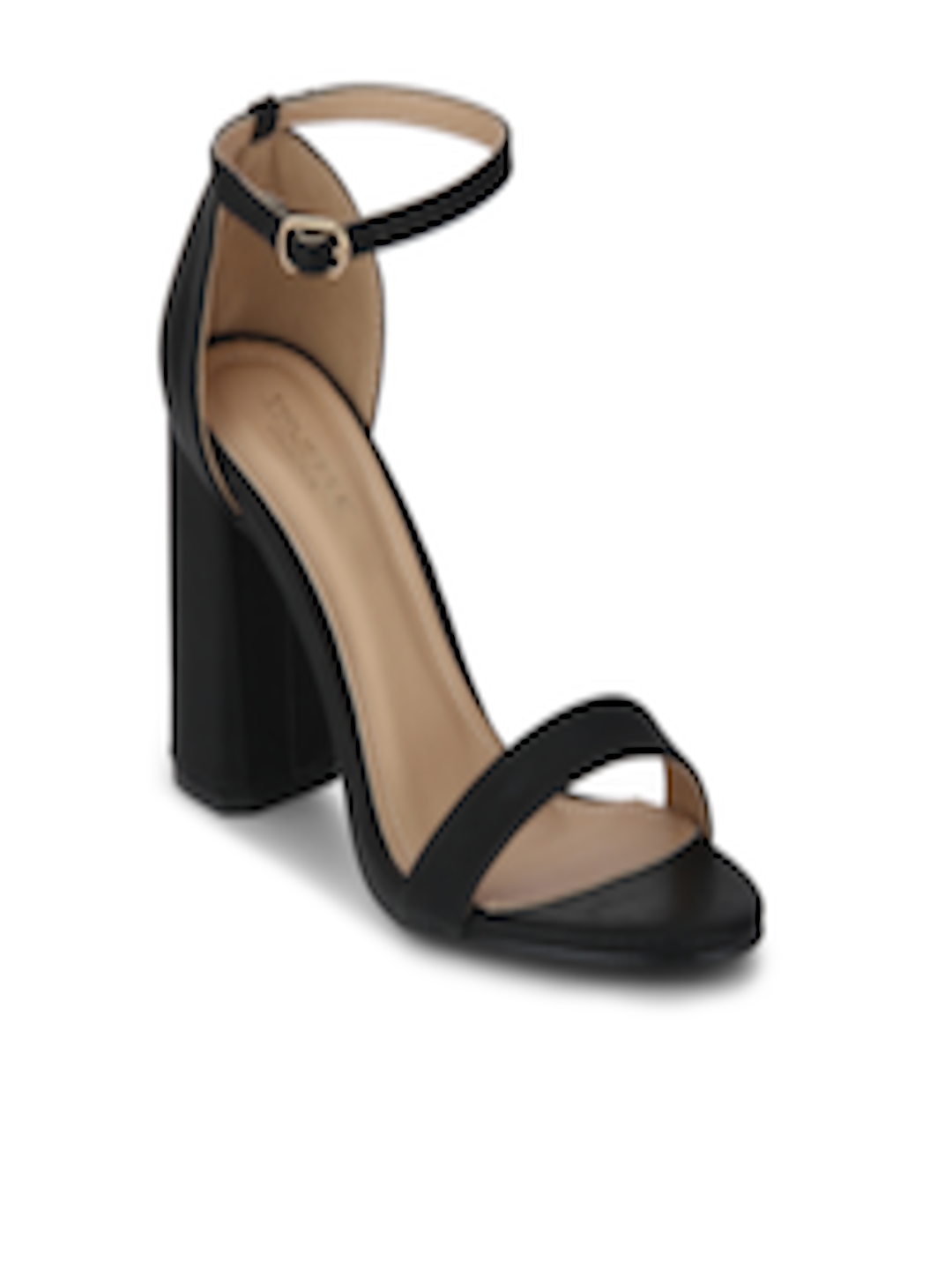 Buy Truffle Collection Women Black Solid Sandals - Heels for Women ...