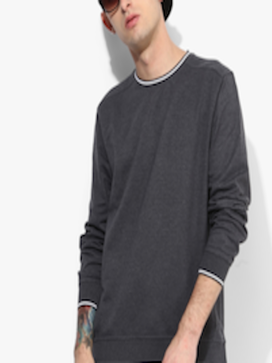 Buy Dark Grey Solid Sweatshirt - Sweatshirts for Men 7984059 | Myntra