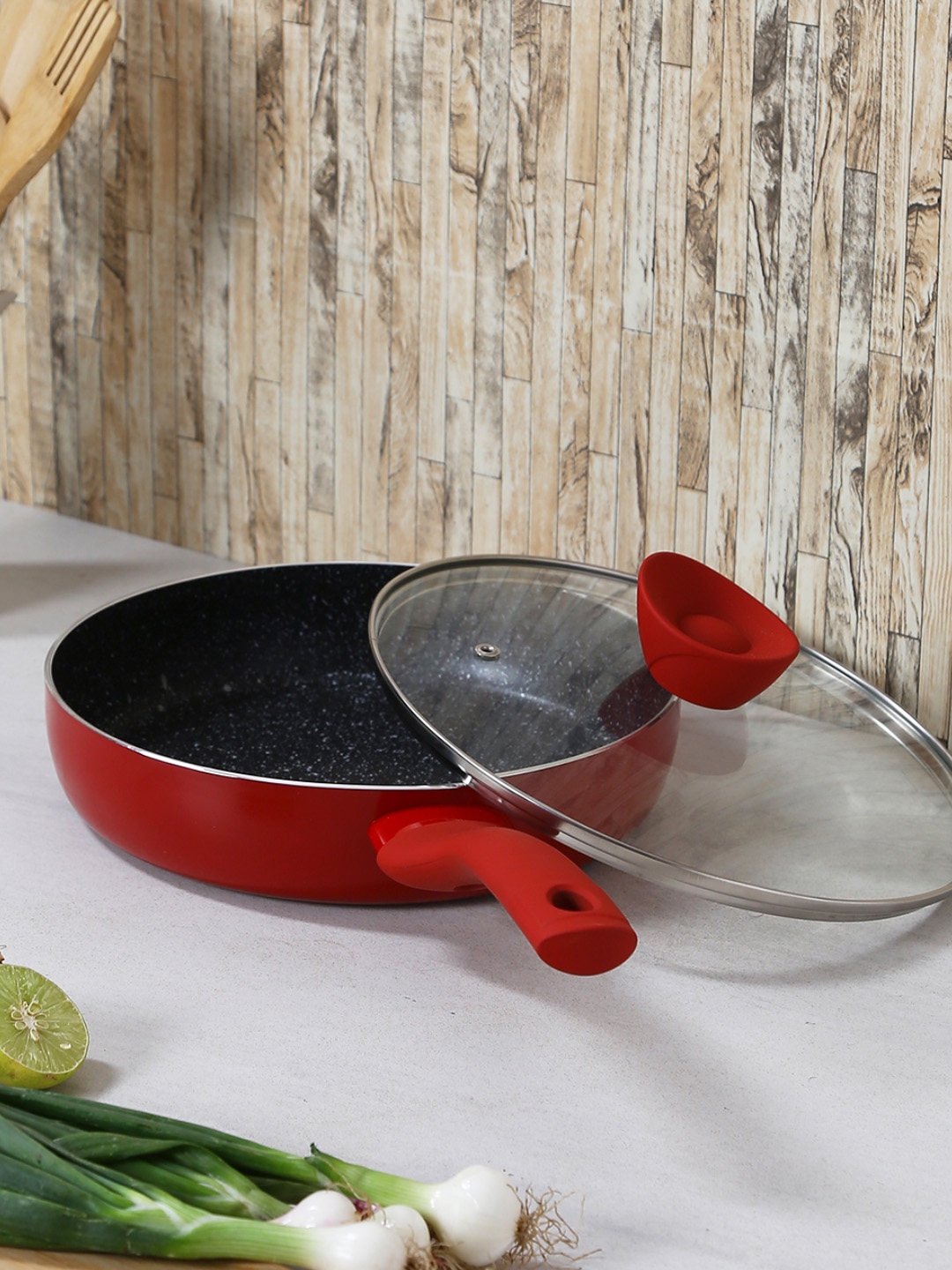 Buy BERGNER Red & Black Frying Pan With Lid - Cookware for Unisex