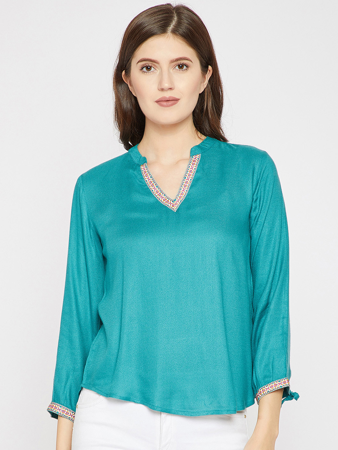 Buy RARE Women Teal Blue Solid Top Tops for Women 8008897 Myntra