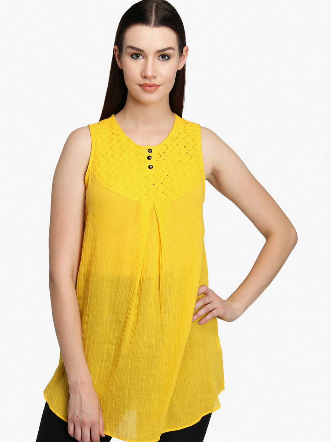 Buy LA LOFT Yellow Solid Tunic Tunics for Women 8062835 Myntra