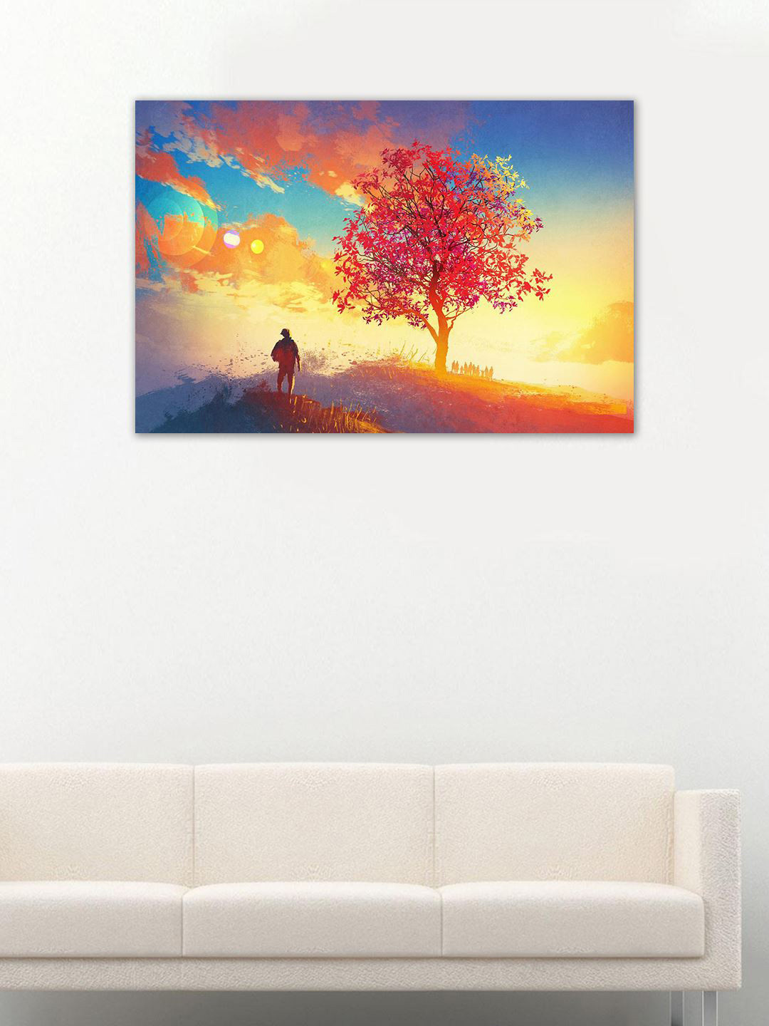 Buy 999Store Blue, Yellow & Red Landscape Wall Art Wall Art for