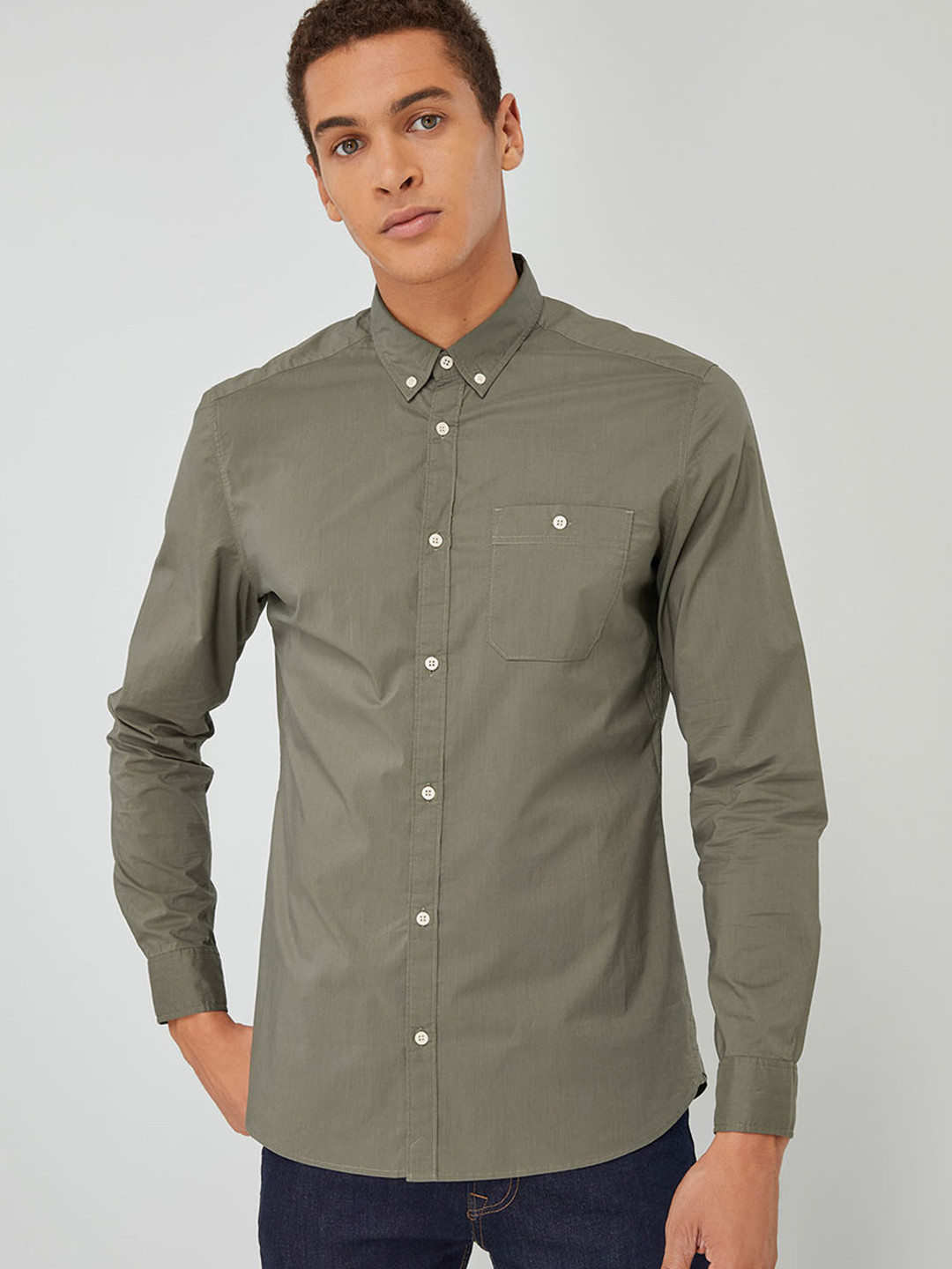 Buy NEXT Men Grey Regular Fit Solid Casual Shirt Shirts for Men 8191781 Myntra