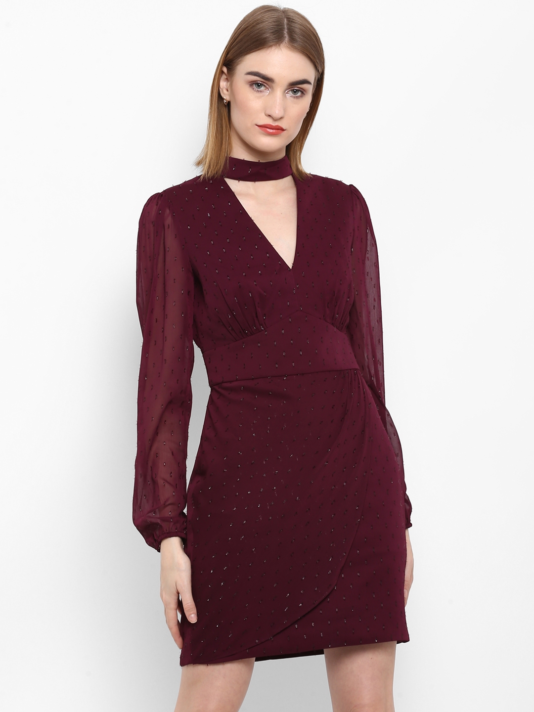 Buy Forever New Women Maroon Solid Sheath Dress Dresses