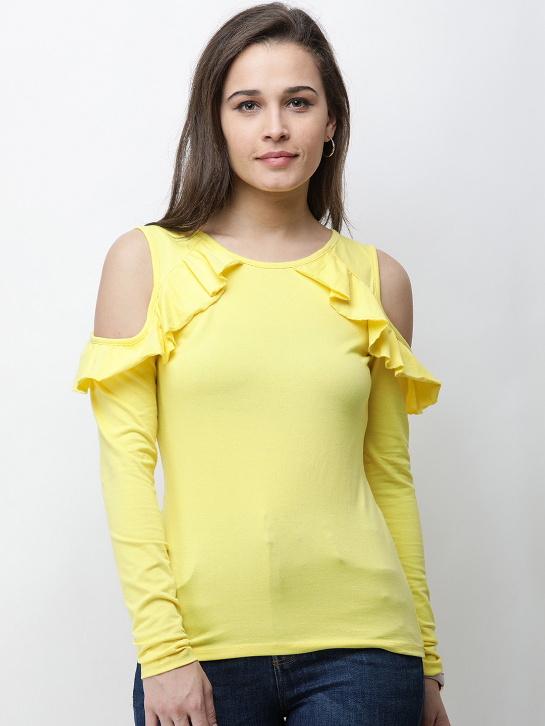 Buy Cation Women Yellow Solid Top Tops for Women 8193089 Myntra