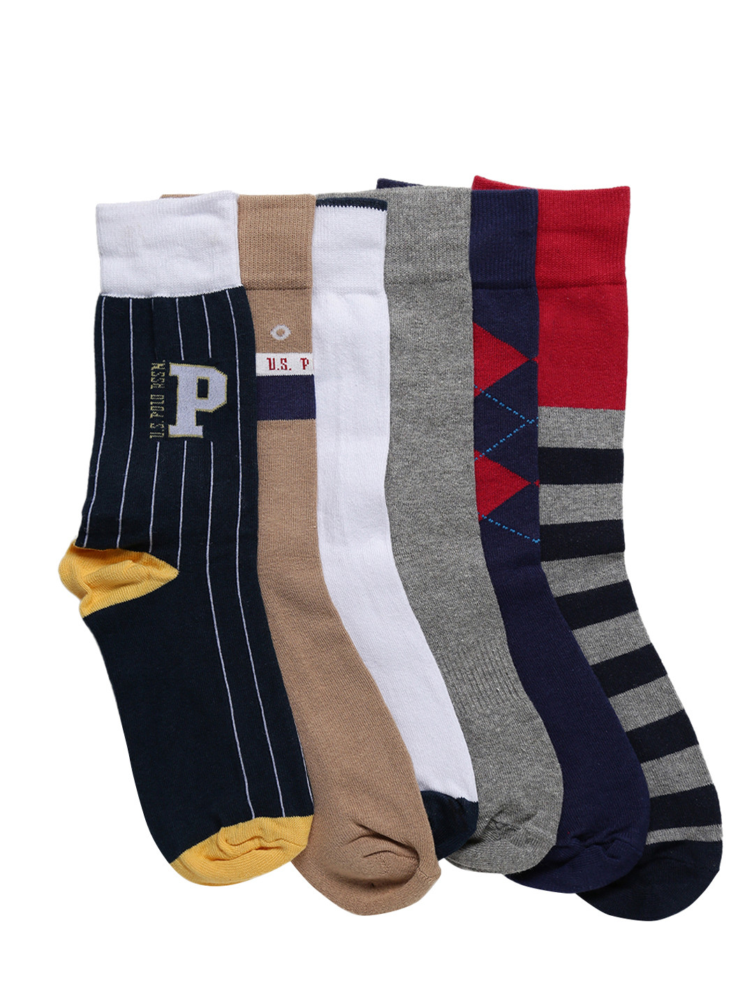 Buy U.S.Polo Assn Men Pack Of 6 Assorted Above Ankle Socks Socks for