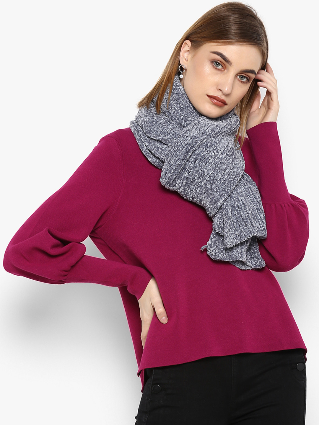 Buy Forever New Grey Solid Scarf Scarves for Women 8199251 Myntra