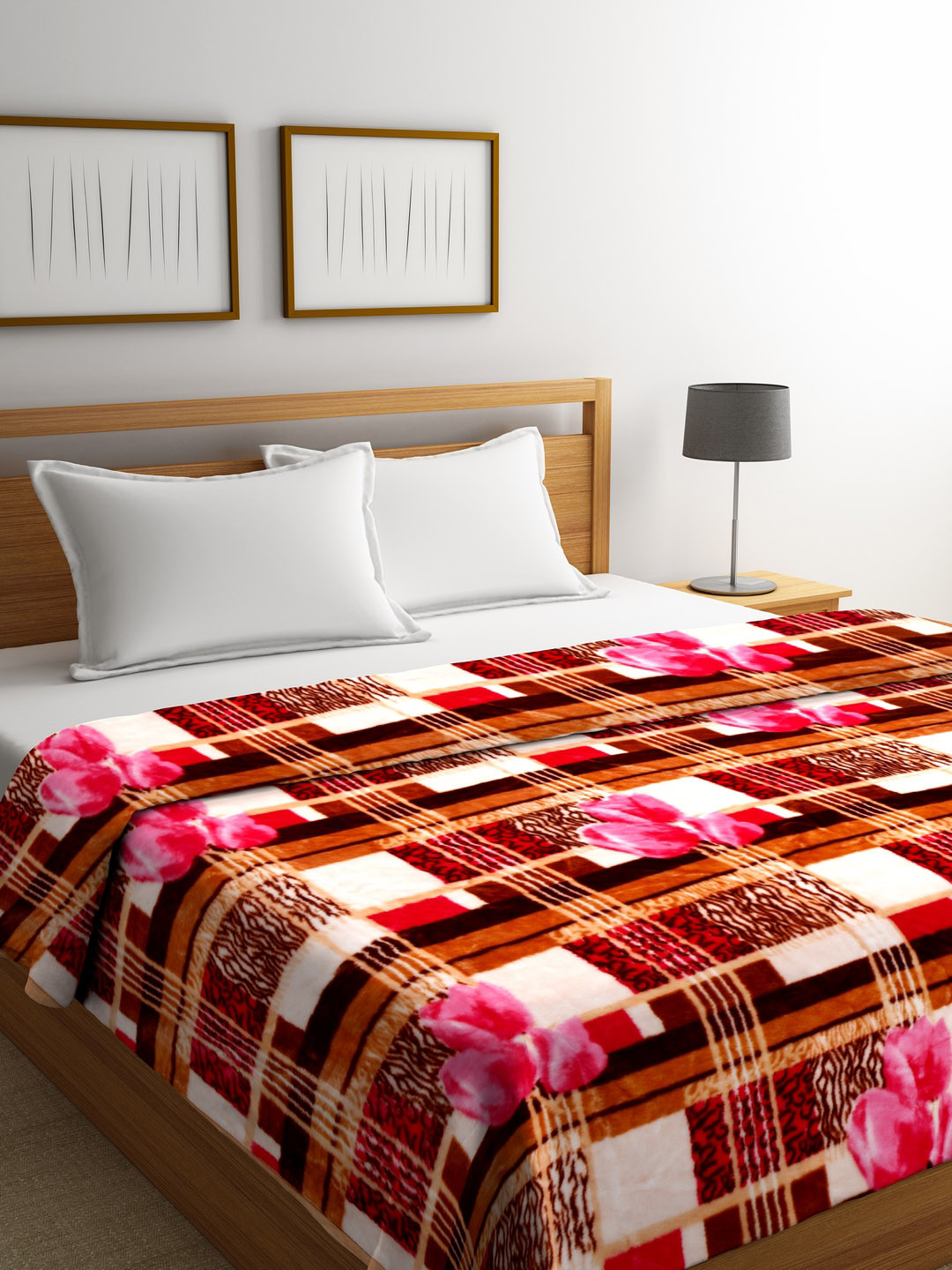 Buy BOMBAY DYEING Red Abstract Heavy Winter 600 GSM Double Bed Blanket