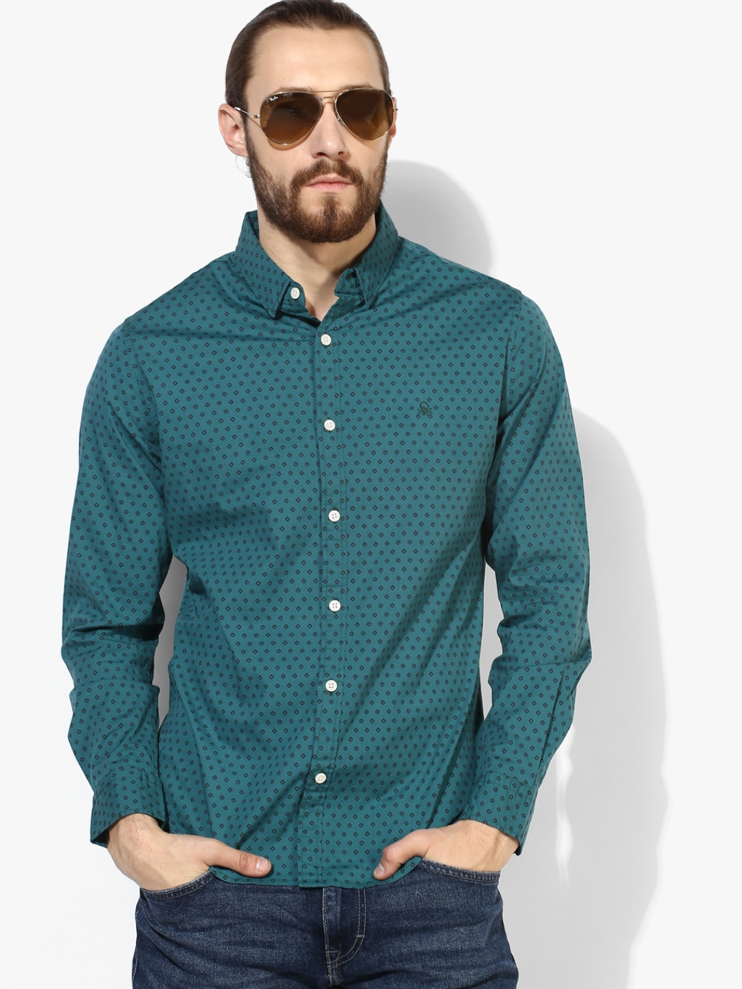 Buy Green Printed Slim Fit Casual Shirt - Shirts for Men 8227509 | Myntra