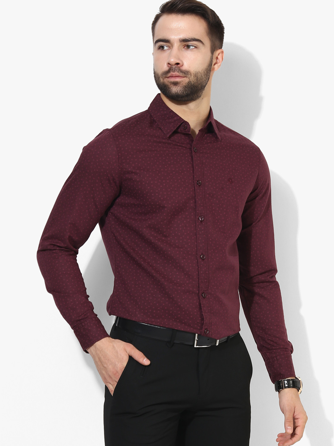 Buy Wine Printed Regular Fit Formal Shirt Shirts for Men 8227691 Myntra