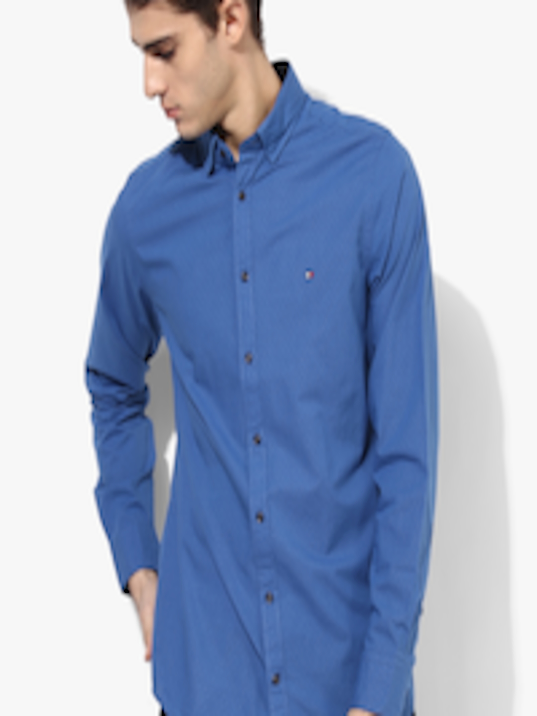 Buy Blue Textured Slim Fit Casual Shirt - Shirts for Men 8227989 | Myntra