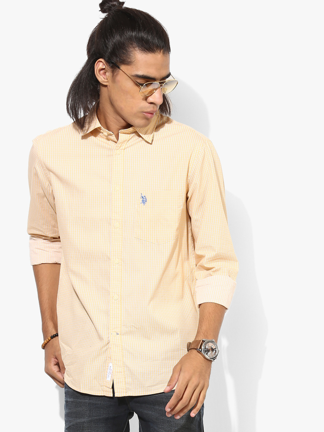 Buy Yellow Striped Regular Fit Casual Shirt - Shirts for Men 8229389