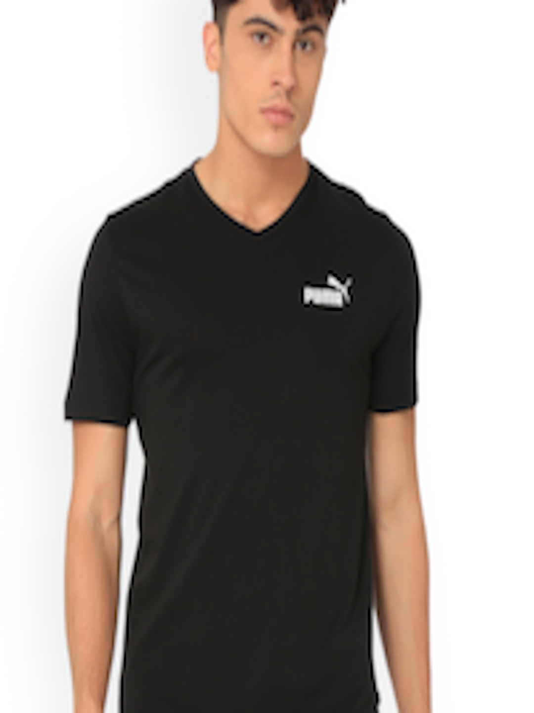 Buy Puma Men Black Solid V Neck T Shirt - Tshirts for Men 8217599 | Myntra