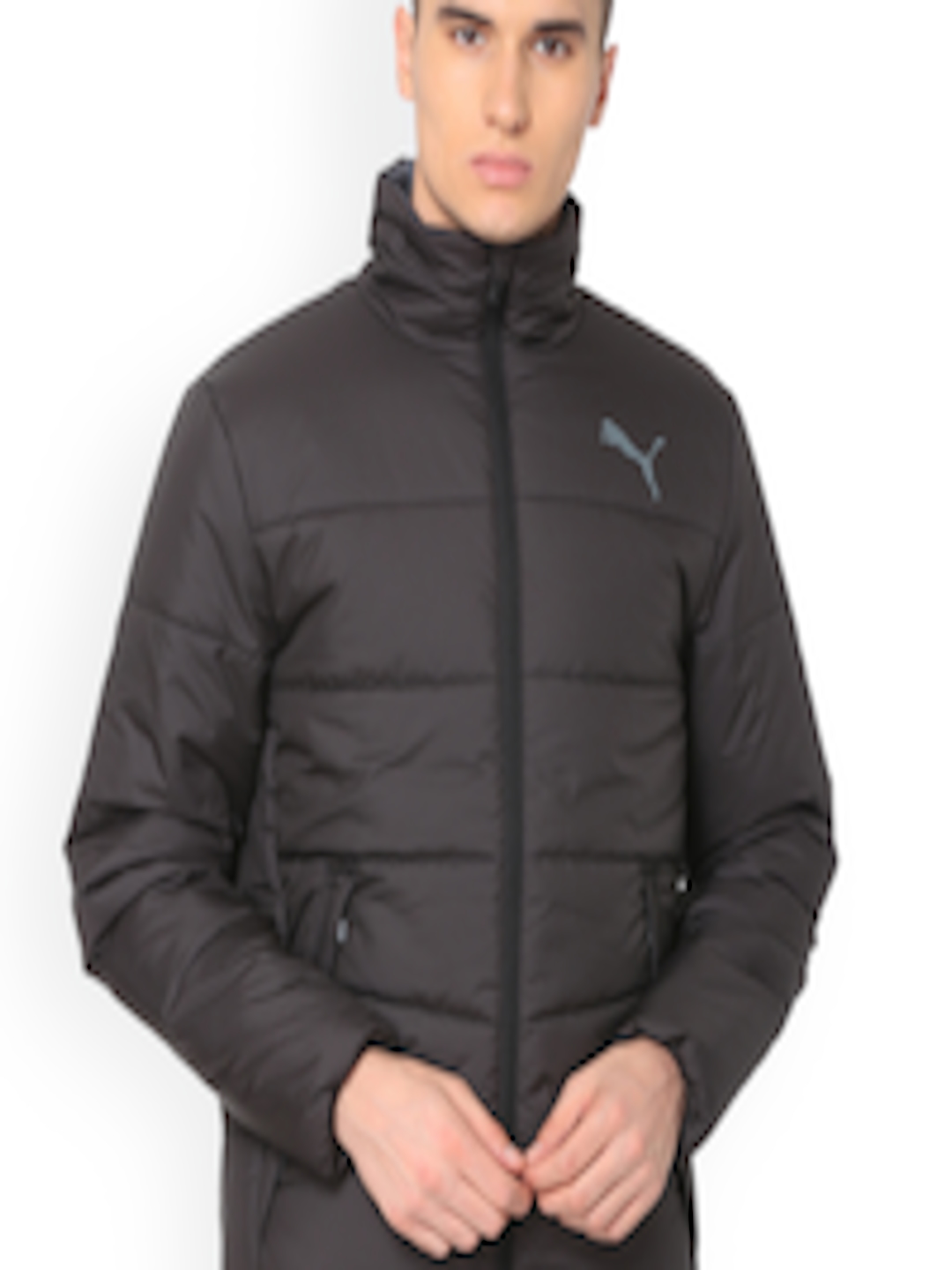 Buy Puma Men Charcoal Solid Puffer Jacket - Jackets for Men 8217509 | Myntra