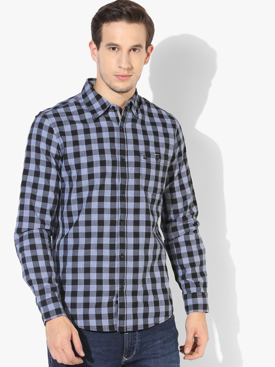Buy Blue Checked Slim Fit Casual Shirt - Shirts for Men 8227551 | Myntra