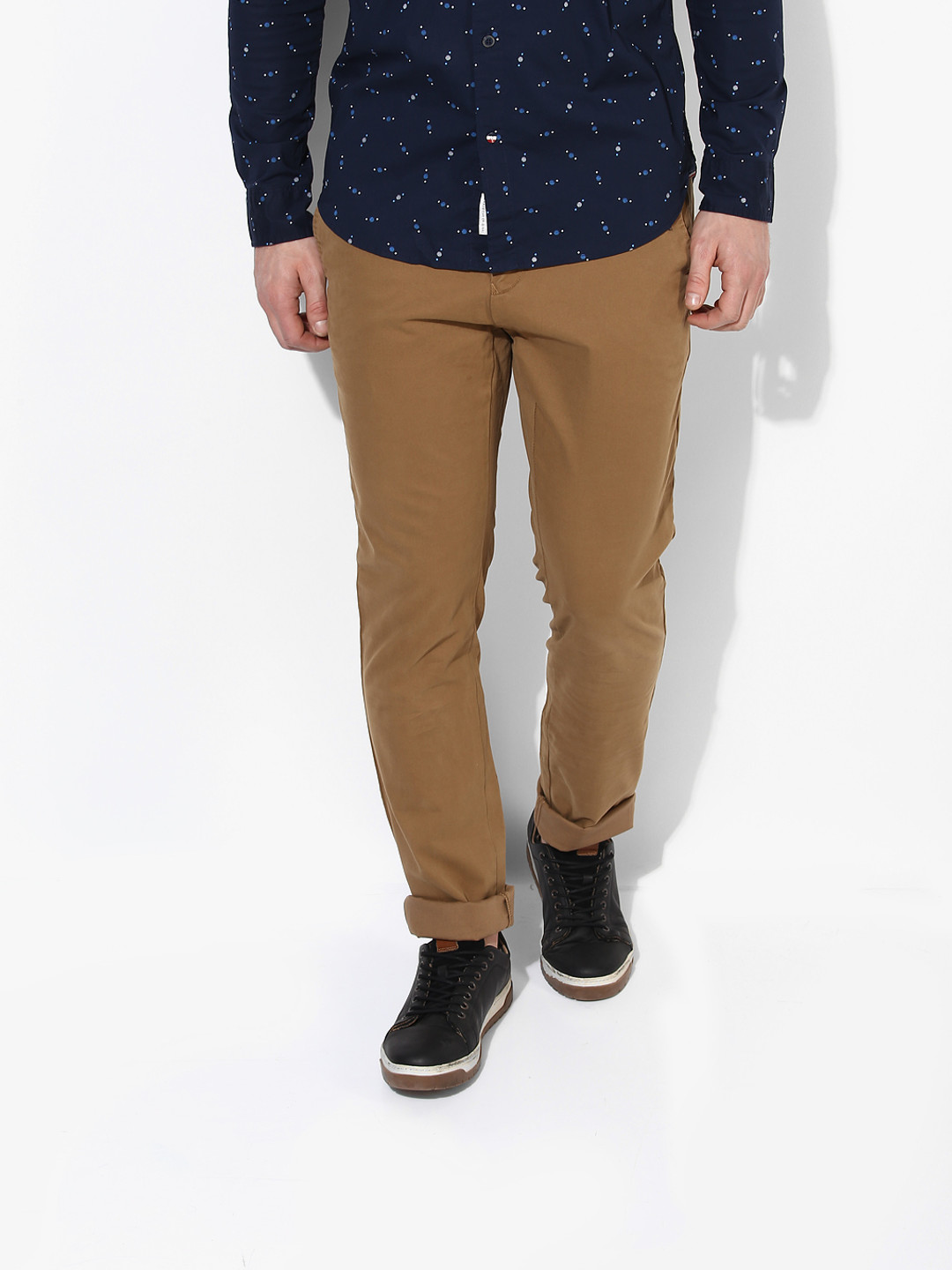 Buy Brown Solid Slim Fit Chinos - Trousers for Men 8228153 | Myntra