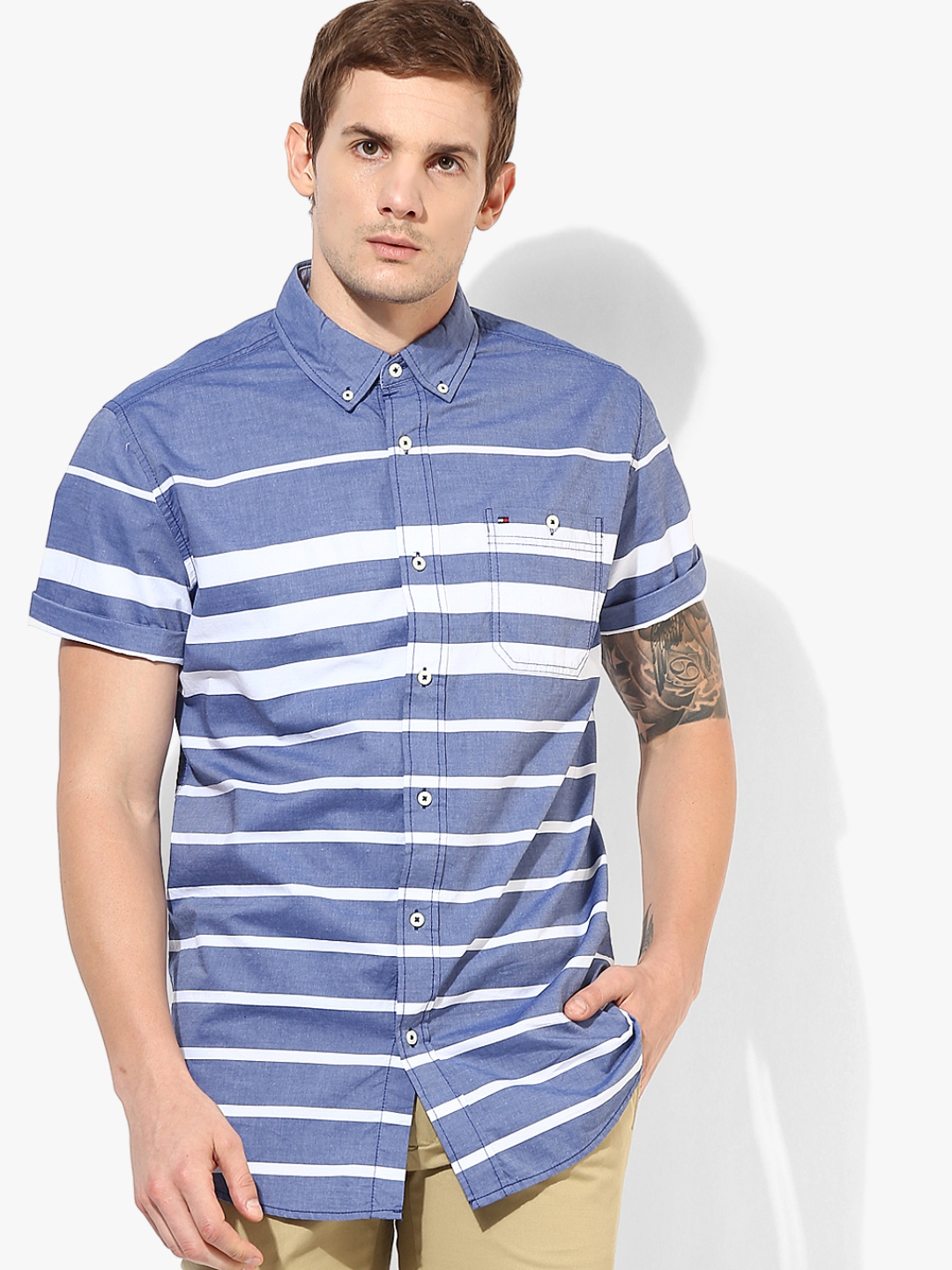 Buy Blue Striped Regular Fit Casual Shirt - Shirts for Men 8228069 | Myntra