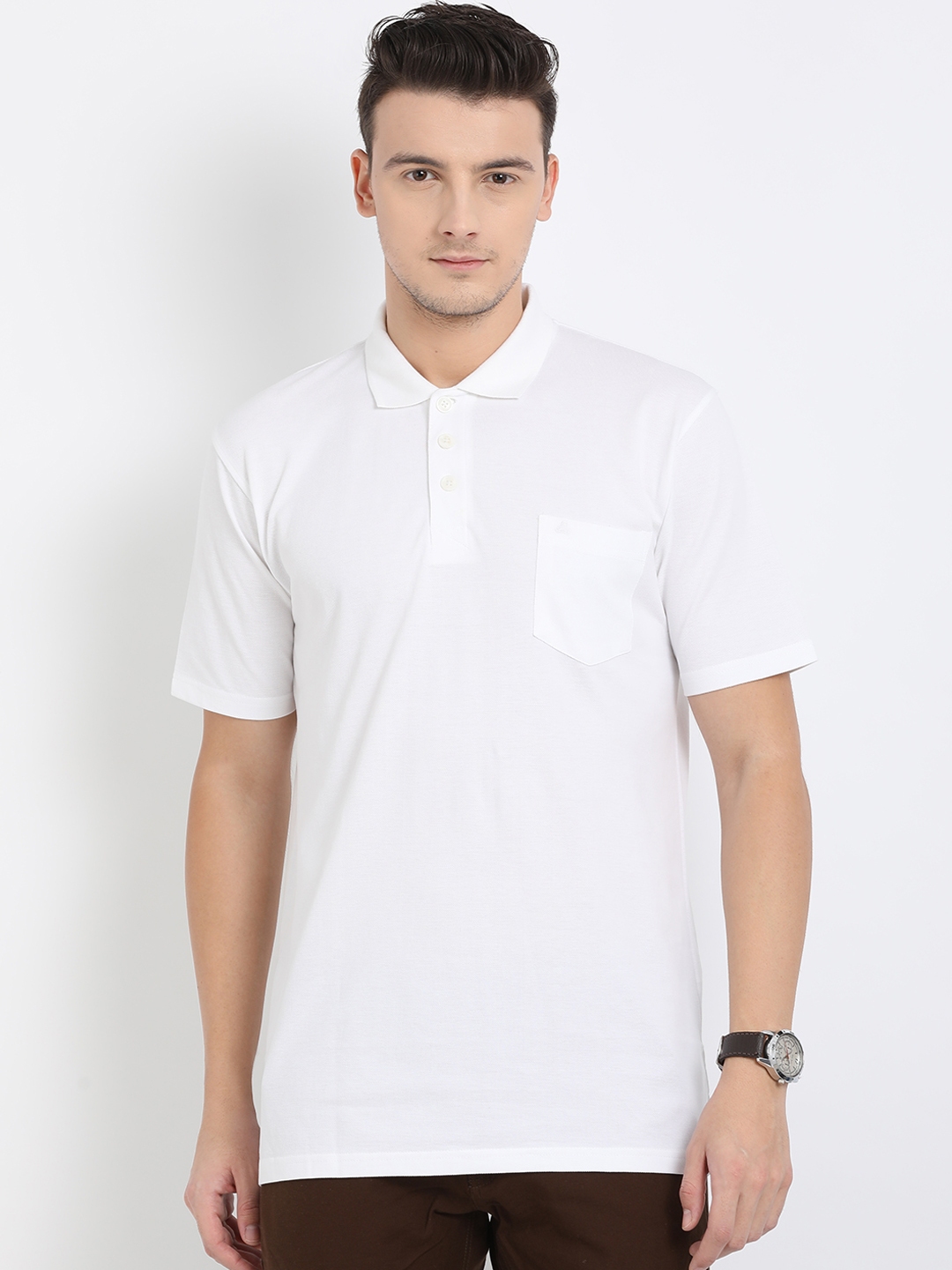 Buy JDC Men White Solid Polo Collar T Shirt - Tshirts for Men 8206021 ...