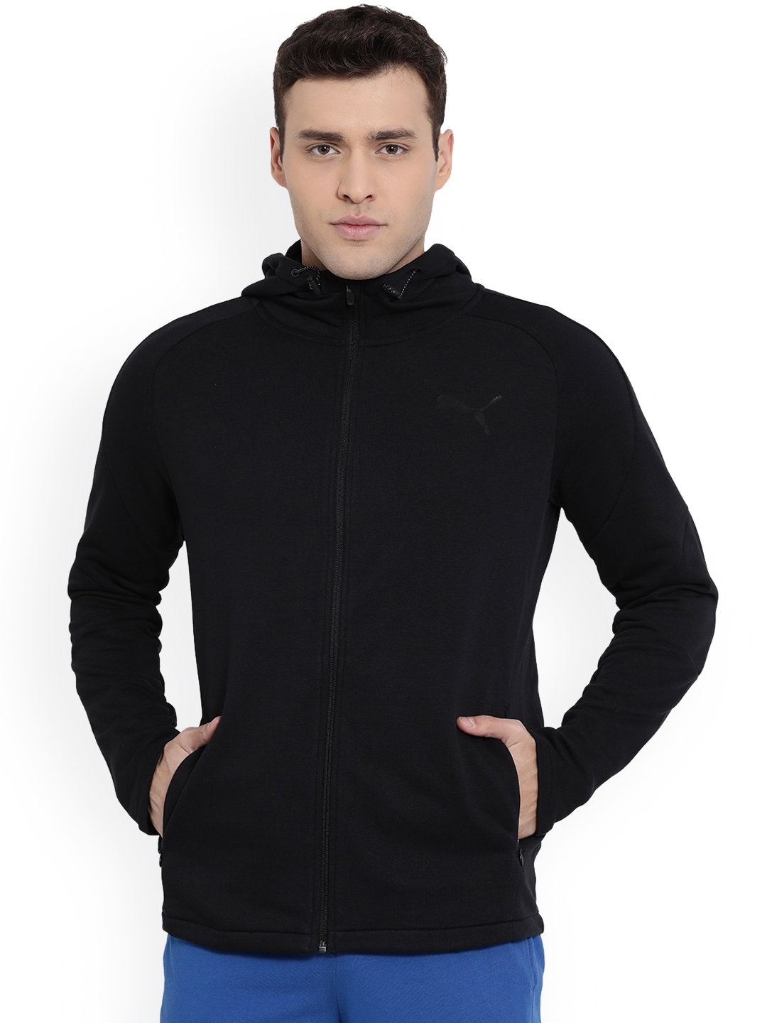 Buy Puma Men Black Solid Sporty Hooded Track Jacket - Jackets for Men ...