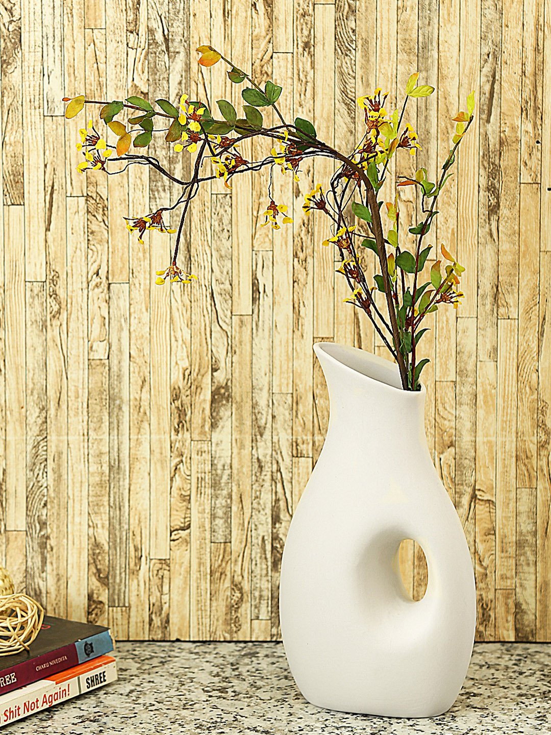 Buy Aapno Rajasthan White Ceramic Flower Vase Vases for Unisex