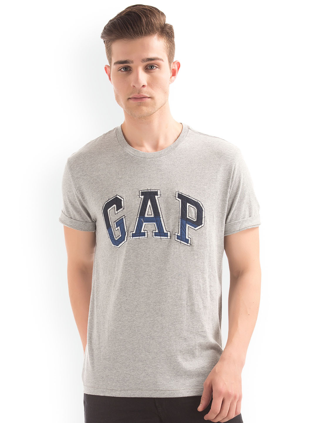 Buy GAP Mens Grey Denim Logo Crew Neck T Shirt Tshirts for Men