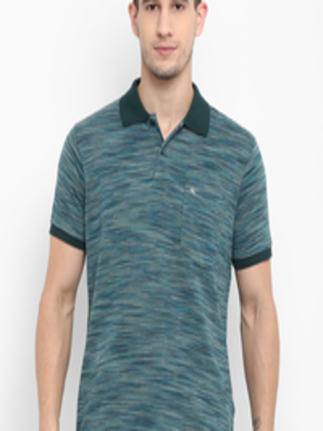 Buy Monte Carlo Men Green Self Design Polo Collar T Shirt - Tshirts for ...