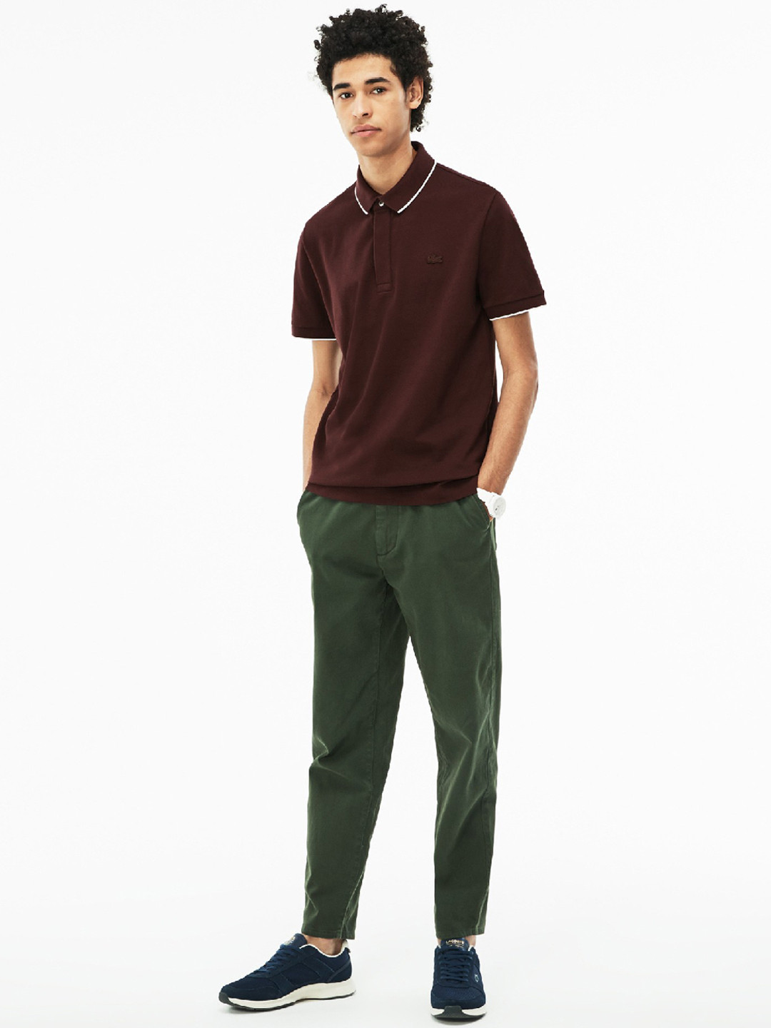 lacoste maroon t shirt