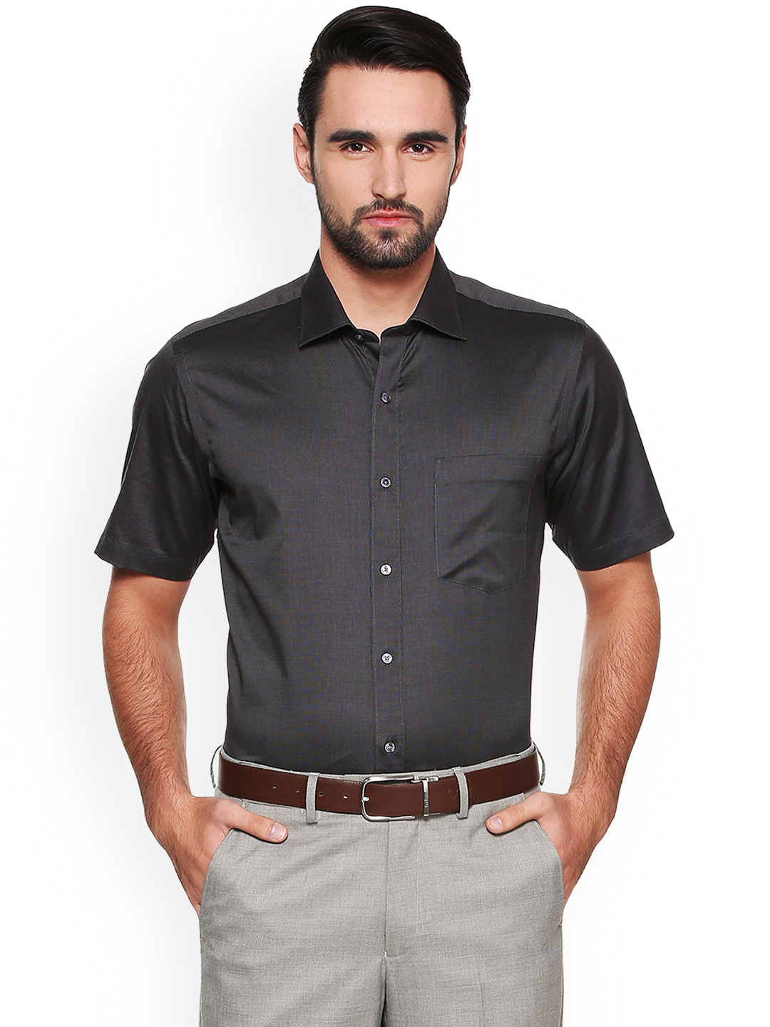 Buy Van Heusen Men Grey Regular Fit Solid Formal Shirt Shirts for Men