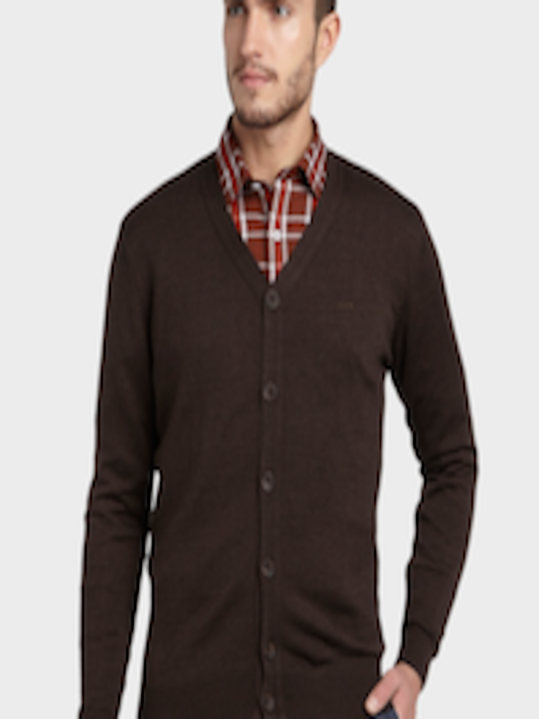 Buy ColorPlus Men Brown Solid Cardigan - Sweaters for Men 8274917 | Myntra