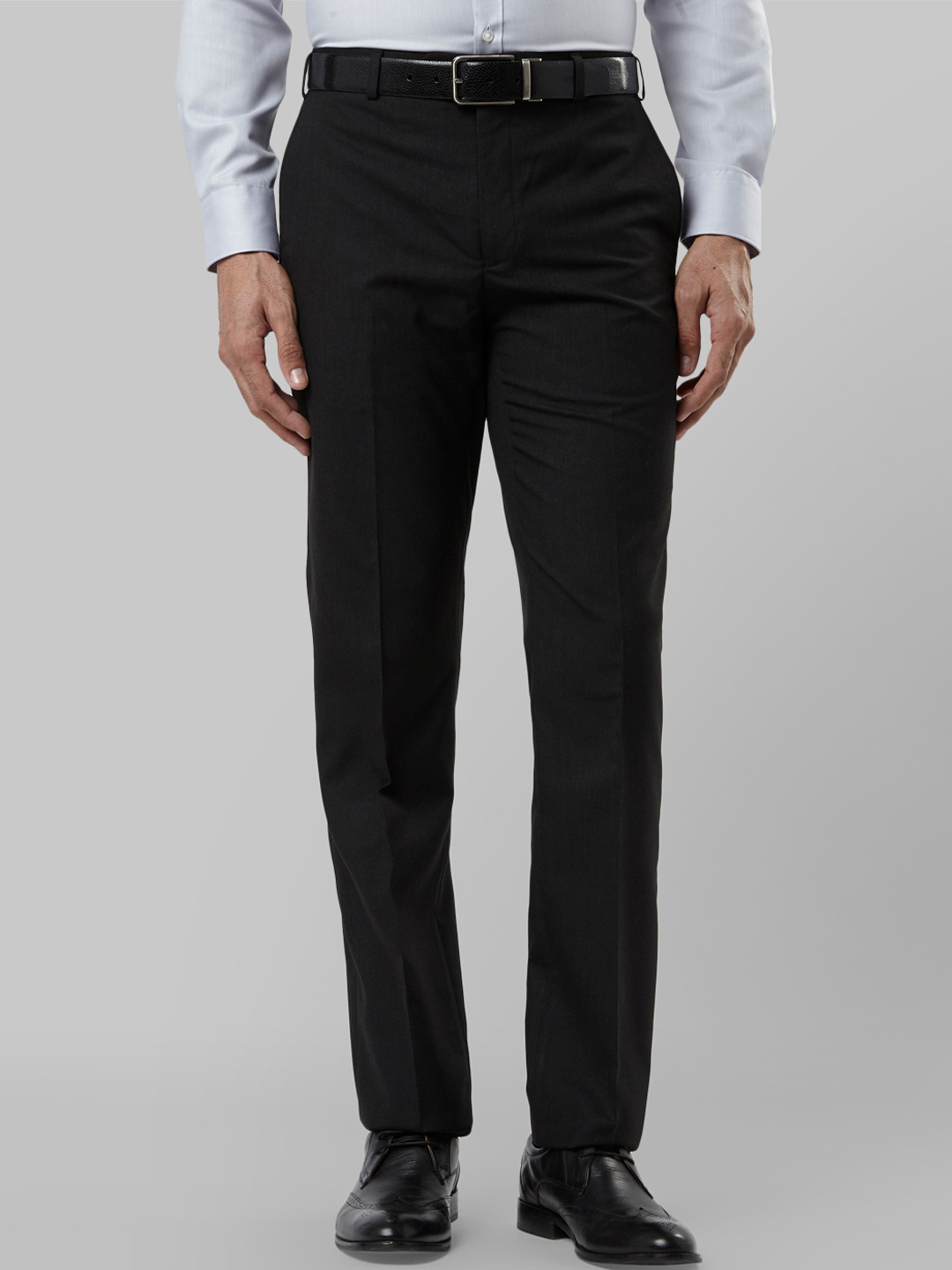 Buy Raymond Men Black Slim Fit Solid Formal Trousers - Trousers for Men ...