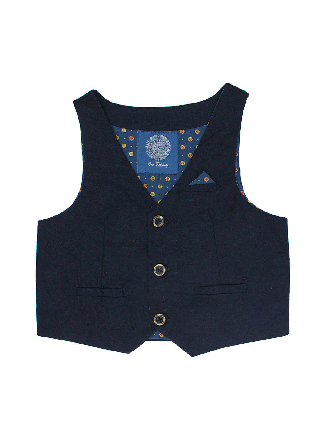 Buy One Friday Boys Navy Blue Solid Waistcoat Waistcoat for Boys