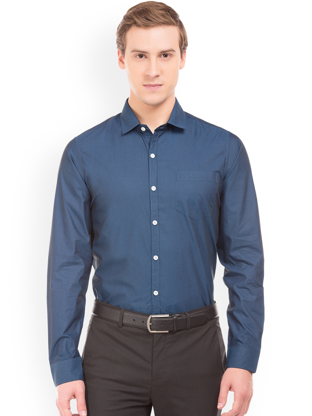 Buy Excalibur Men Blue Slim Fit Solid Formal Shirt - Shirts for Men ...