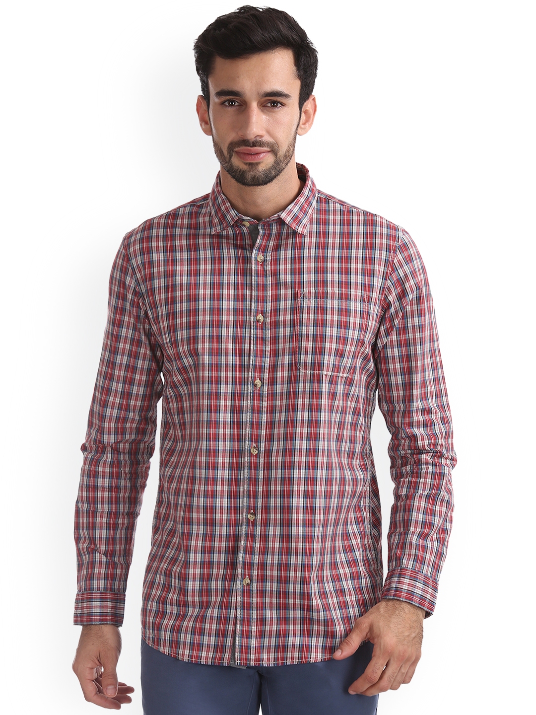 Buy Ruggers Men Red And White Regular Fit Checked Casual Shirt Shirts For Men 8280269 Myntra