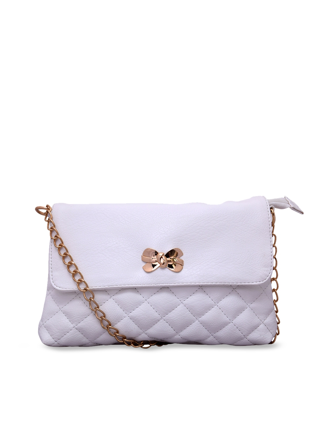 Buy Lychee Bags White Solid Quilted Sling Bag - Handbags for Women ...