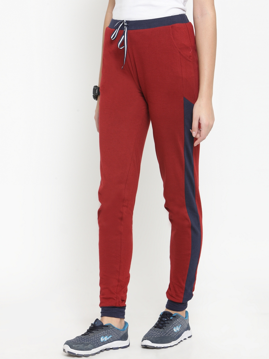 maroon track pants