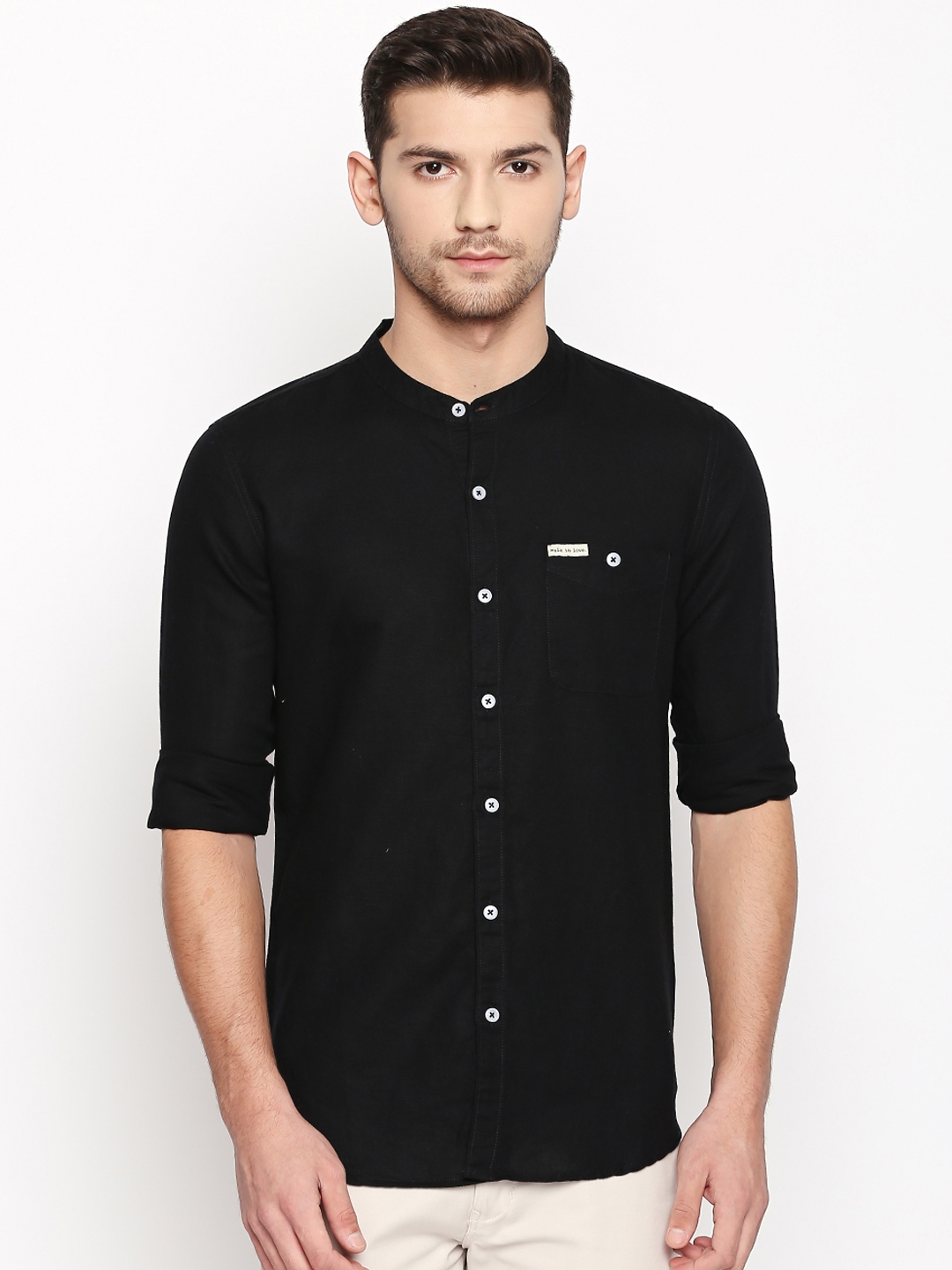 Buy JEANERATION Men Black Slim Fit Solid Casual Shirt - Shirts for Men ...