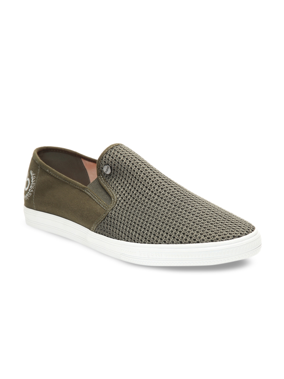 Buy Bugatti Men Olive Green Slip On Sneakers - Casual Shoes for Men ...