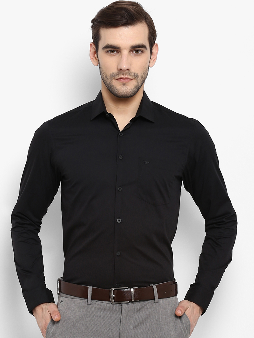 Buy Red Tape Men Black Regular Fit Solid Formal Shirt - Shirts for Men ...