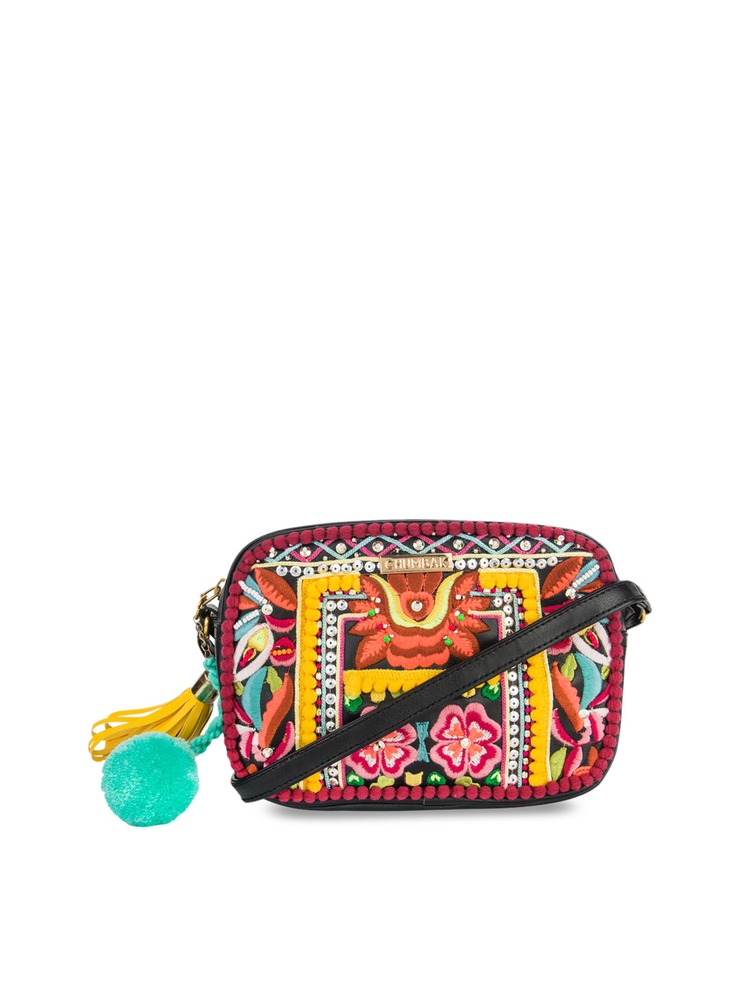Buy Chumbak Black Embellished Sling Bag Handbags for Women 8332027