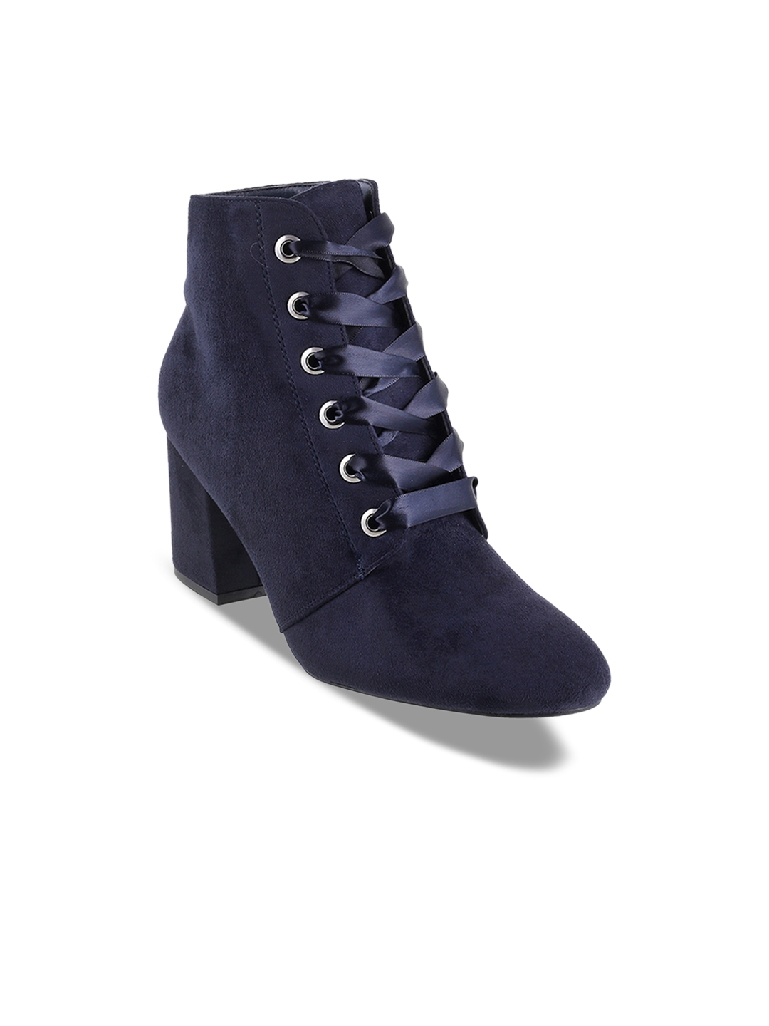 navy mid heel boots