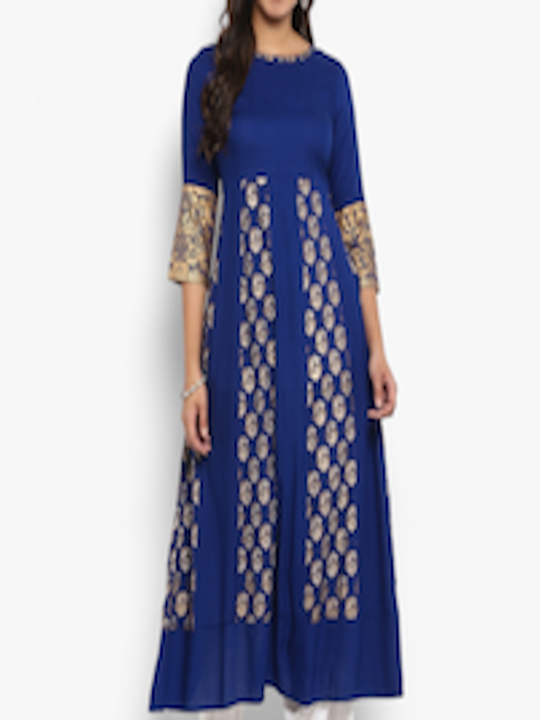 Buy Mytri Women Blue Printed Anarkali Kurta - Kurtas for Women 8333899 ...